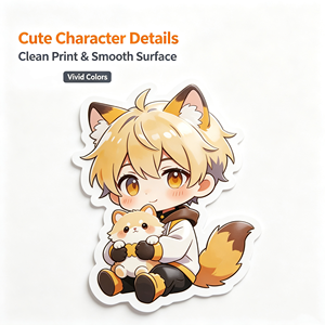 Autocollant Anime Chibi Garçon Renard, Étiquette Dessin Animé Imperméable, Forme Irrégulière, Vinyle Auto-Adhésif, Décoration Cadeau Artisanat - Product Image 4