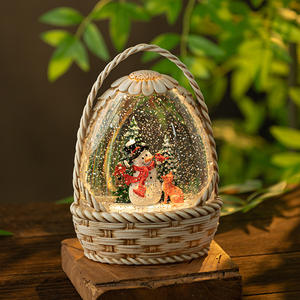 Nouveau panier de fleurs père noël résine ornements vent lampe neige boîte à musique boule de cristal cadeau enfants haut de gamme - Product Image 3