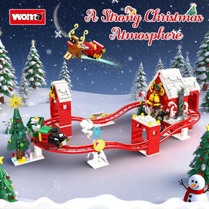 Woma Educational <b>Plastic</b> Building Blocks Christmas Train Track <b>Sliding</b> Car Small Particle Assembly Toy Christmas Gift Exclusive - Product Image 4