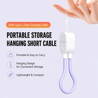 Kabel Data Portabel 60W USB-C ke USB-C Kabel Pengisi Daya 16cm Gantungan Kunci Pengisi Daya Cepat Kabel Transfer Data untuk Ponsel Power Bank