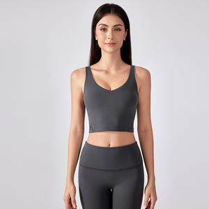 여성용 하이 스포츠 브라 퀵 드라이 통기성 스판덱스/나일론 피트니스 크롭 탱크 탑 패딩 U 백 심플 스타일 요가 운동 - Product Image 4
