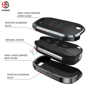 Funda de Llavero de Aleación de Aluminio y Cuero para Peugeot 208 3008 308 508 408 2008 307 4008 Citroën <span class=keywords><strong>C4</strong></span> C3 C6 <span class=keywords><strong>Cactus</strong></span> C8 - Product Image 4