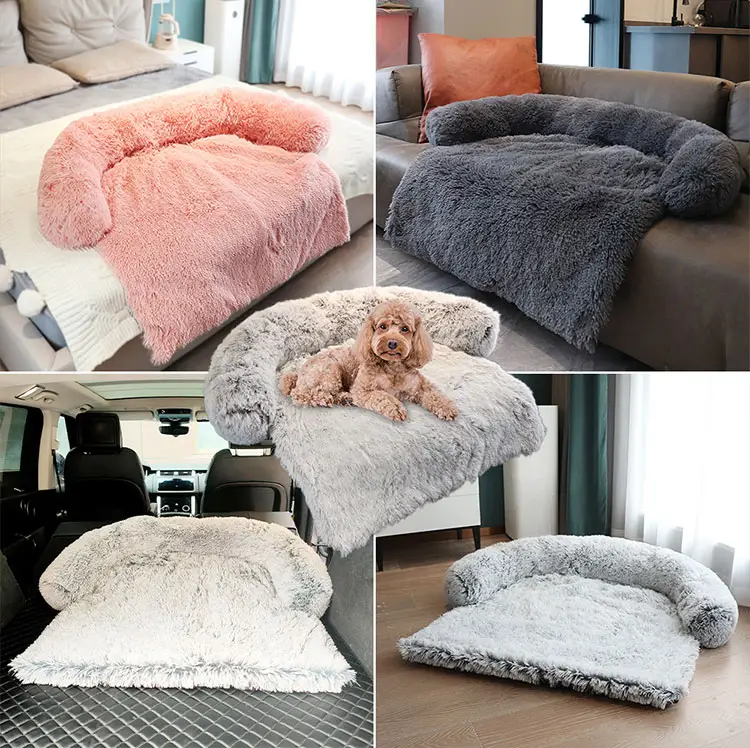 New Design Multifunction Pet Products Eco Friendly Warm Plush Cat Dog Bed Sofa Cover Pet Blanket Dog Double Layer Cushion Couch