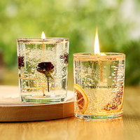 Luxus Hochzeit echte Blume Duft kerze Transparent Gel Wachs Dekorative Kerze Riechen Parfüm Gelee Wachs Aroma therapie Kerzen