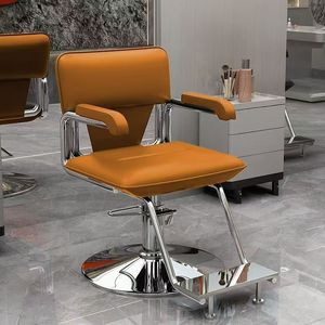 Sillón de Barbería Moderno Hidráulico, Silla de Estilismo para Salón, Asiento Tapizado en Negro, Estructura Metálica Dorada para Peluquería - Product Image 2