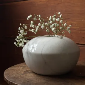Stonekoc marca naturale ornamento da tavolo in marmo ellittico vaso di fiori secco idroponico Non poroso contenitore di piante verdi