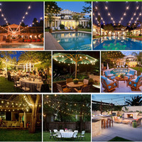 E27 IP65 étanche solaire patio vacances jardin mariage Camping décor extérieur S14 ampoule 10m 48ft LED guirlande feston guirlande lumineuse