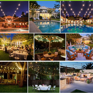 <span class=keywords><strong>Guirnalda</strong></span> de luces LED E27 IP65 impermeable solar para patio vacaciones jardín boda Camping decoración al aire libre S14 bombilla 10m 48ft - Product Image 5