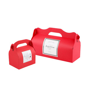 Portable Paper Cake <b>Box</b> With Handle Rectangle Kraft Paper Gift Packaging For Baking Mousse Swiss <b>Roll</b> Takeaway - Product Image 4