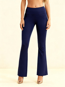 Compression Fitness Workout <b>Flared</b> Pants Academia Yoga <b>Leggings</b> Custom High Waist Yoga <b>Leggings</b> With Pockets - Product Image 3