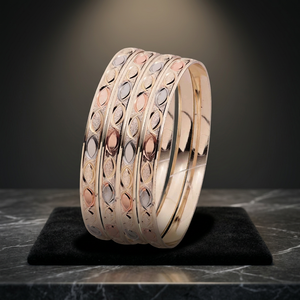 Lot de bracelets en laiton plaqué or 3 tons, bracelets multicolores, bijoux de mode 3 tons, ensemble de bracelets tricolores. - Product Image 2