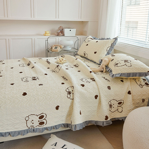 Ropa de <span class=keywords><strong>Cama</strong></span> con Estampado de Dibujos Animados, Sábana de Algodón Acolchada de Terciopelo de Leche Grueso, Tamaños King, Cubrecamas Antideslizantes con Borde de Encaje para el Hogar - Product Image 3