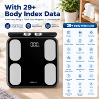 Timbangan Lemak Tubuh Siebella untuk Kaca LED dengan 8 Elektroda, Timbangan Komposisi Cerdas 180kg dengan 29+ Metrik Tubuh, Aplikasi Fitdays
