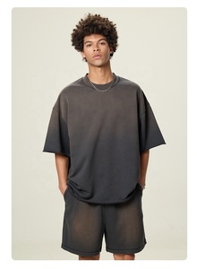 Heavyweight Custom Distressed Blank Puff Printing Casual <b>Acid</b> Wash Oversized Plain <b>Drop</b> Shoulder TShirts Curling Streetwear Men - Product Image 5