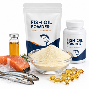 LongBio Poudre d'huile de foie de morue microencapsulée en vrac 60% riche en Oméga 3 <span class=keywords><strong>EPA</strong></span> <span class=keywords><strong>DHA</strong></span> Vitamines A et D Ingrédient de complément alimentaire de qualité alimentaire OEM - Product Image 1