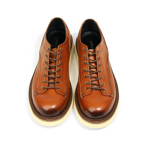 Retro Casual <b>Men's</b> <b>Work</b> <b>Shoes</b> Genuine Leather Thick Sole Low Heel Vintage Finish Brown Black - Product Image 2