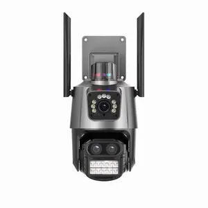 מצלמת אייץ' 9 מגה פיקסל חיצונית WiFi IP עם 5X זום PTZ ראיית לילה עם שלוש עדשות מסך כפול טכנולוגיית רשת מעקב אוטומטי