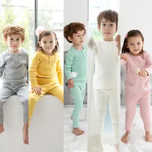 K42 Piyama Anak Polos, Baju Dan Celana Warna Murni Polos, Set Piyama Anak-anak Lucu