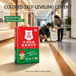 Mortier auto-nivelant multi-couleurs Angao, matériau de réparation de sols en béton couleur personnalisée OEM, résistance 62,5 MPa, durcissement rapide, faible émission de chaleur - Product Image 1