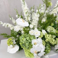 Groothandel Real Touch Kunstbloemen voor looppaden, witte hortensia bloemen, bruidsgang bloemen, bruidsboeket