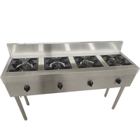 Cuisinière à gaz commerciale sur pied à 3 brûleurs en acier inoxydable pour restaurant, cuisson de soupes et de plats en pot, équipement de restauration