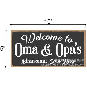 ป้ายไม้ติดผนัง Oma & Opas ขนาด 10x5 นิ้ว ตกแต่งบ้านสไตล์เรียบง่าย รูปทรงสี่เหลี่ยมผืนผ้า สีน้ำตาล ป้ายไม้เนื้อแข็งสำหรับติดประตู - Product Image 1