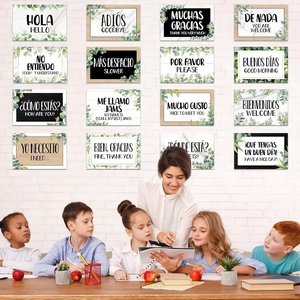 Set di Poster con Frasi in Spagnolo e Punti Adesivi per Aula, Decorazione Murale Educativa Bilingue per Insegnanti e Scuola Domestica - Product Image 5