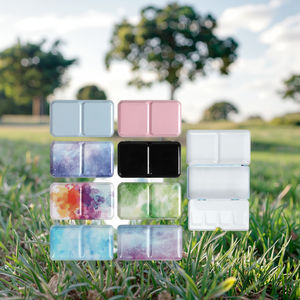 Fondo piatto in metallo rettangolari scatola di vernice acquerello scatola di latta pieghevole per mezze padelle vuota Aquarell scatola di latta - Product Image 5