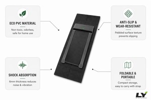 Tapis de tapis roulant pliable avec logo personnalisé, imperméable, antidérapant, réduction du bruit, tapis de sol pour vélo d'exercice, tapis de yoga pour la maison, 6 mm - Product Image 4