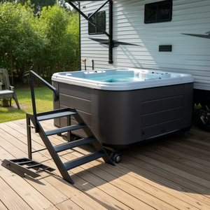 <b>Foldable</b> 4 <b>Step</b> Rv Ladder Height Adjustable Handrails Non Slip Feet For Hot Tubs Home Travel Trailers Mobile Spas - Product Image 2