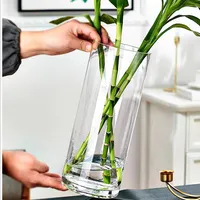 Прямая поставка с завода, дешевая прозрачная стеклянная ваза с цилиндром для украшения цветочных растений