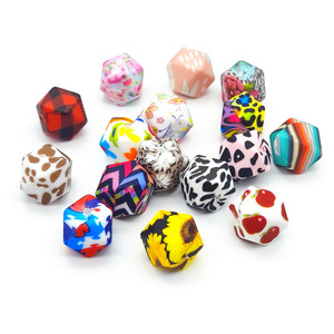 Nouvelles perles en silicone rondes imprimées <span class=keywords><strong>de</strong></span> 15 mm, perles en silicone pour bébé, perles à mâcher, perles en vrac pour la fabrication <span class=keywords><strong>de</strong></span> stylos, bracelets et colliers - Product Image 3