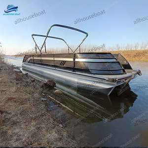 Nuevo diseño azul personalizado cerca Color 29 pies yate aluminio gran familia pontón barco con inodoro y ducha pontón Boatas - Product Image 4