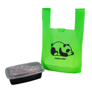 Sacs en plastique personnalisés en gros avec logo, réutilisables, portables, grande capacité de charge, type T-shirt, pour l'épicerie et l'emballage à emporter - Product Image 4