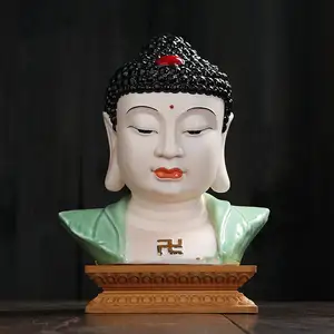 Figura de Buda Feng Shui de alta calidad, ornamento de Tathagata, buha, sala de estar, porche, decoración, colores, Cabeza de Buda de cerámica, 2021