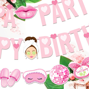 Guirnalda <span class=keywords><strong>de</strong></span> Papel con Diseño <span class=keywords><strong>de</strong></span> Spa Huancai, Pancarta <span class=keywords><strong>de</strong></span> Feliz Cumpleaños, Decoración <span class=keywords><strong>de</strong></span> <span class=keywords><strong>Maquillaje</strong></span> y Cosméticos, para Fiestas <span class=keywords><strong>de</strong></span> Pijamas <span class=keywords><strong>de</strong></span> Niñas - Product Image 4