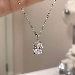 S925 Pure <b>Silver</b> Dynamic Iris Necklace with Y-Shaped Chain Elegant Luxurious Warbler Tail Flower <b>Choker</b> Cushion Cut Diamond - Product Image 1