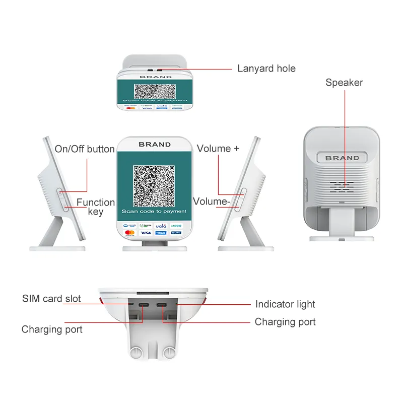 デュアルスクリーンとスピーカーを備えた4GWIFIダイナミックQRコード決済端末