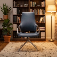Chaises modernes de bureau en cuir pour conférence en attente à quatre pattes sans roues à dossier moyen exécutif commercial