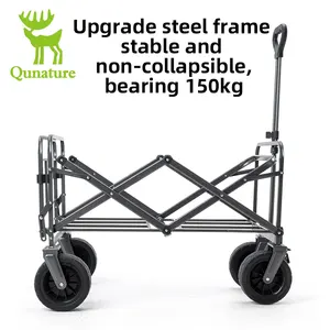 Qunature Cheap Folding Mobile Outdoor Garden Camping Trolley Cart Durable High-quality 600d Oxford Fabric Expandable Trolley