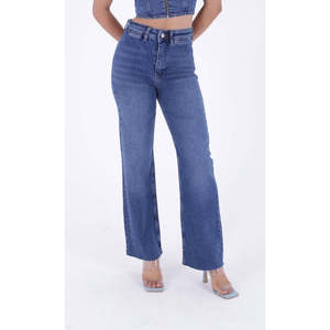 Jeans Palazzo Transpirables para Mujer, Detalle de Bolsillo Decorativo, Opciones de Cintura Baja y Alta, Estilo Boyfriend, Pierna Recta Ancha, Talla XL, Ajustados, Holgados - Product Image 5