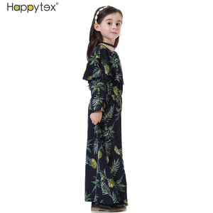 Venta al por mayor nueva impresión suave islámico niños de manga larga musulmana niñas vestidos 2024 para el verano hogar uso diario - Product Image 2