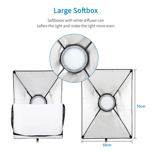 Studio nhiếp ảnh <span class=keywords><strong>Softbox</strong></span> dẫn ánh sáng Kit bao gồm 20*28 inch softboxes 45W Đèn LED <span class=keywords><strong>2</strong></span> mét ánh sáng đứng mang theo túi 3 gói - Product Image 6