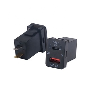 Type C <strong>USB</strong> Port Charger <strong>Socket</strong> Extension 12V 24V DC 2.1A QC 3.0 <strong>USB</strong> Car Charger <strong>Socket</strong> <strong>With</strong> 5-30V Voltmeter Pin Terminals - Product Image 5