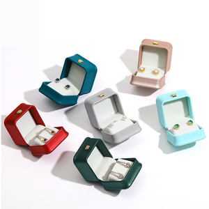 Custom Logo Spot Crown Buckle Earring <b>Jewelry</b> Box Portable Square Pendant Jewellery Packaging Boxes Cosmetics PU Drawstring - Product Image 1