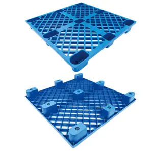 Zware Plastic Platte Negen Voeten Hdpe Blauw Pallet Magazijn Industrie Opslag Logistiek Staal Pallet Voor Verkoop