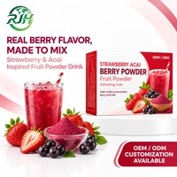 Poudre de café aromatisée à la fraise et à l'açaï OEM/ODM, mélange de café aux fruits personnalisé, goût rafraîchissant pour les boissons