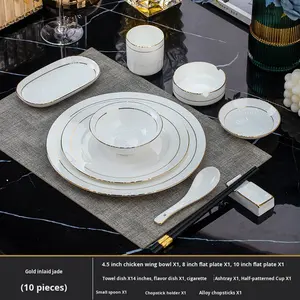 Juego de Vajilla de Cuatro Piezas para Hotel Phnom Penh, Tazón, Plato, Cuchara/Tenedor/Cuchillo/Palillos de Cerámica, Plato para Saborizar, <span class=keywords><strong>Restaurante</strong></span>, Club, Estilo <span class=keywords><strong>Chino</strong></span> - Product Image 6