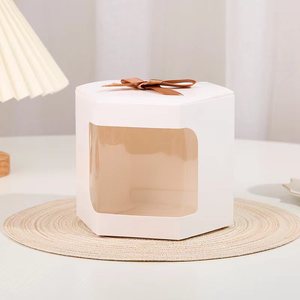 Экологичная коробка из крафт-бумаги с прозрачным окном, шестигранная лента, Подарочная коробка для конфет, упаковки оливкового масла для свадеб, коробки для молока