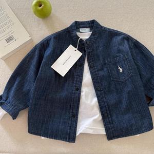 Child Star Circle Girls Denim Jacket Long Sleeve Solid Color Breathable Spring Autumn Fashion Coat - Product Image 4